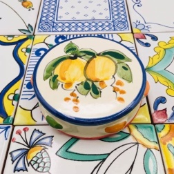 Bomboniera compleanno tamburello piccolo limoni ceramica di Vietri